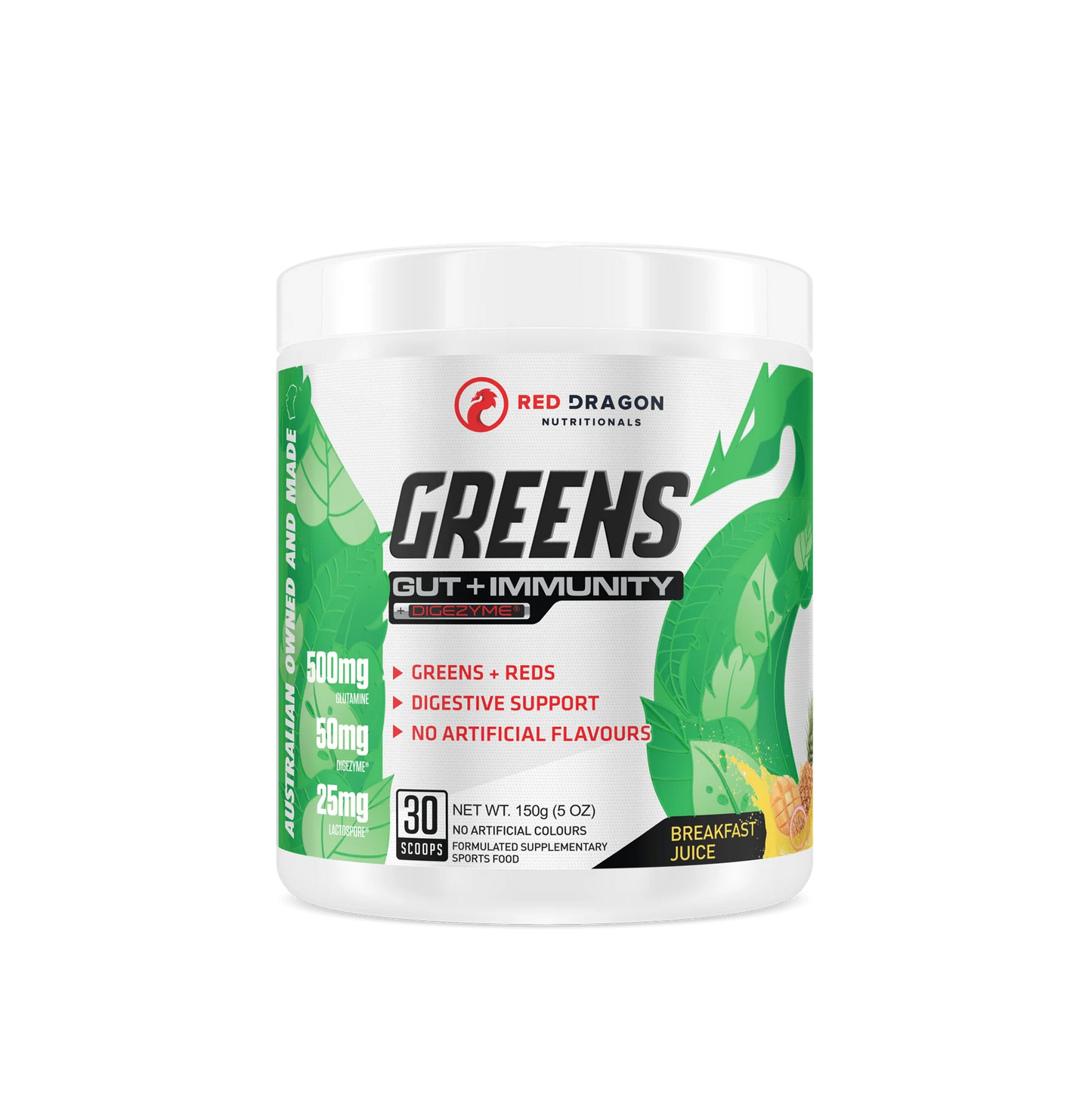 Greens: Gut + Immunity 30 serve- Red Dragon Nutritionals